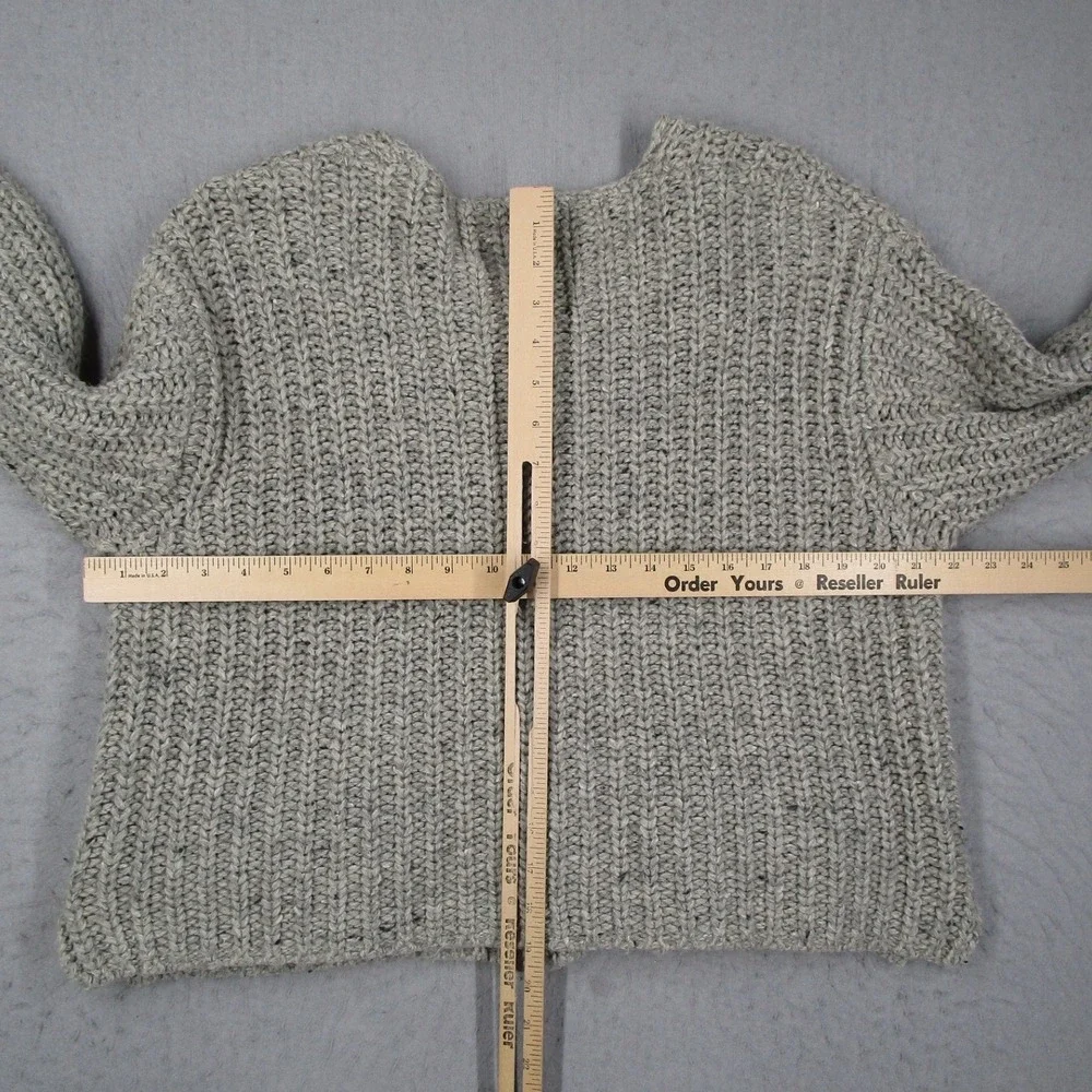 Abercrombie Fitch Sweater Women Small Gray Wool Blend Chunky Knit Cardigan Y2K - Picture 5 of 9
